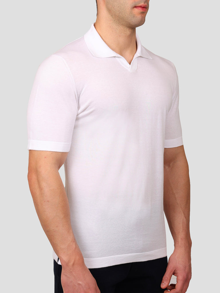 Svevo Polo scollo a V 100% Cotone Supersoft Bianca