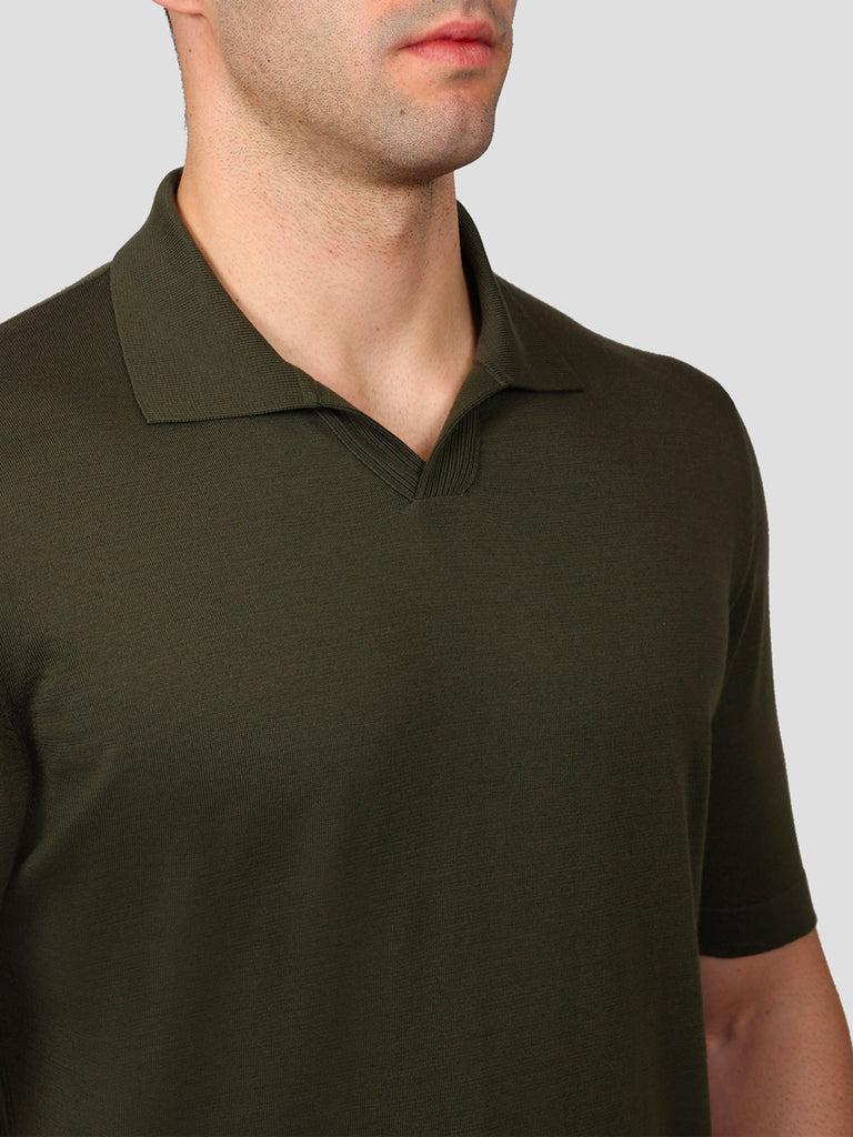 Svevo Polo Scollo A V 100% Cotone Supersoft Verde