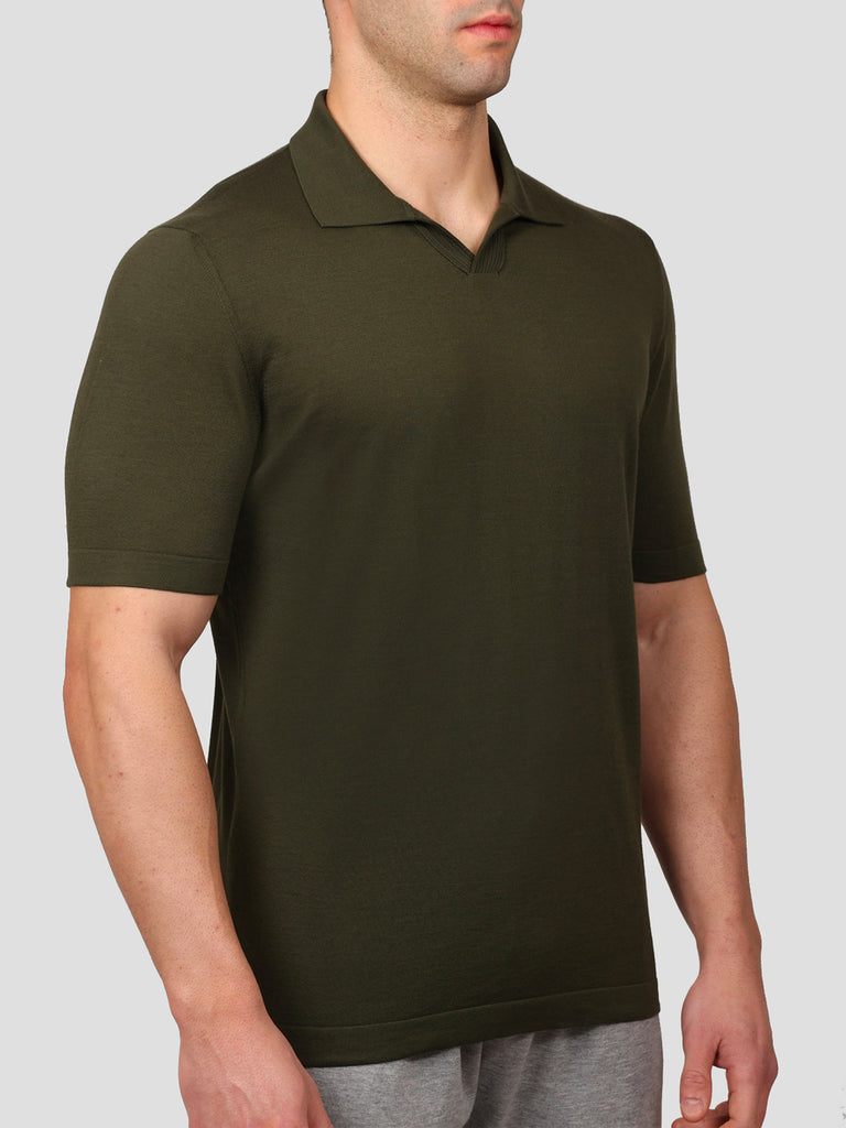 Svevo Polo scollo a V 100% Cotone Supersoft Verde