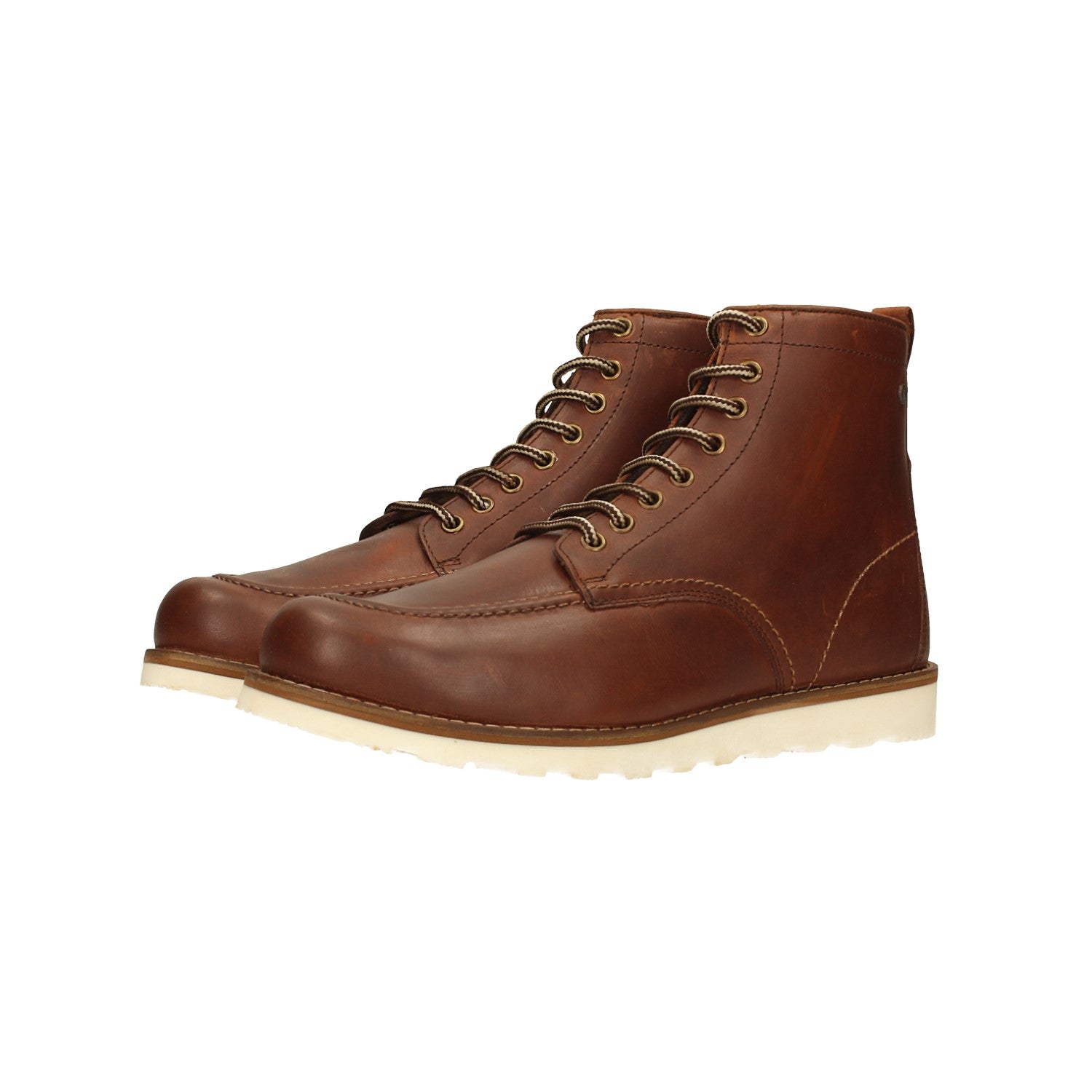 Tata Italia Anfibi Marroni Con Suola In Gomma.in Vera Pelle