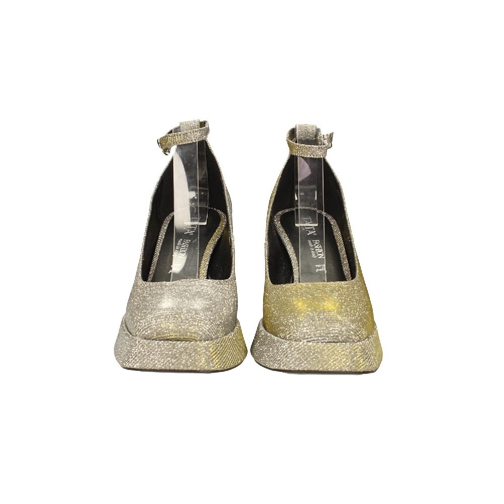 Tata Italia Décolleté Glitterate. Con Punta Squadrata E Plateau. Made In Italy. Tacco Alto 9cm