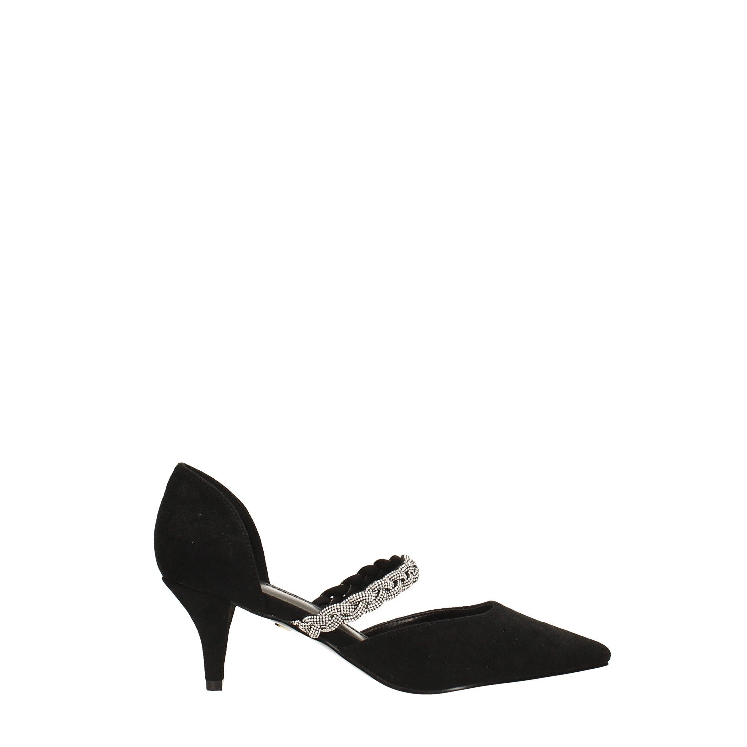 Tata Italia Décolleté scamosciate aperte ai lati con cinturino centrale con strass. Tacco alto 6cm