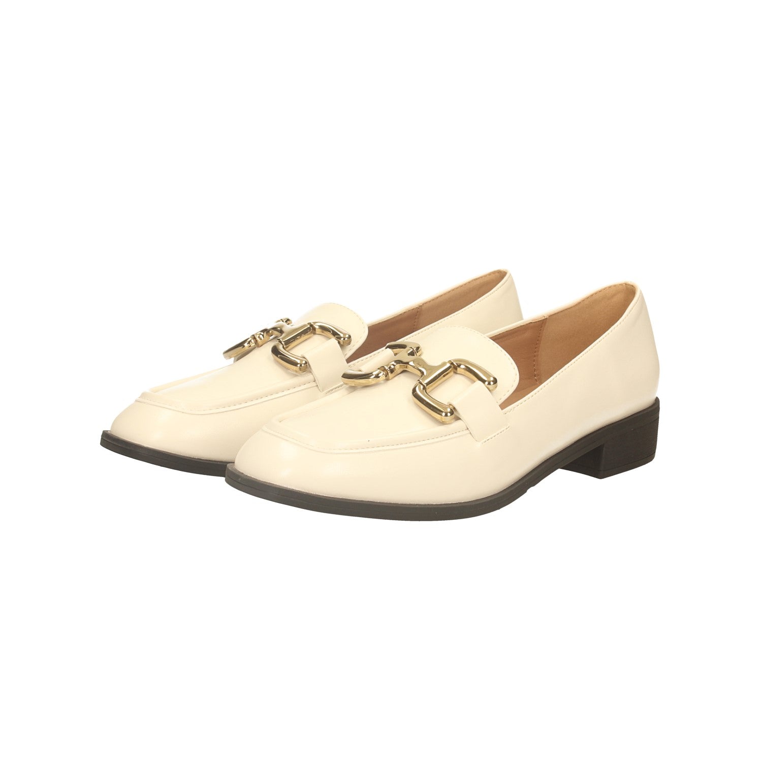 Tata Italia Mocassini Neri Con Fibbia Dorata. Tacco Alto 3cm