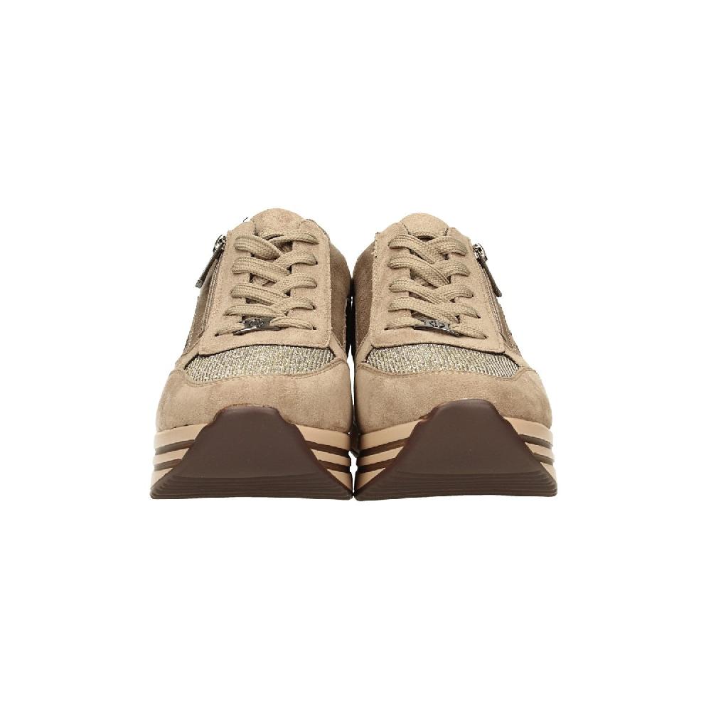 Tata Italia Sneakers Khaki In Microfibra Con Suola Alta 4cm