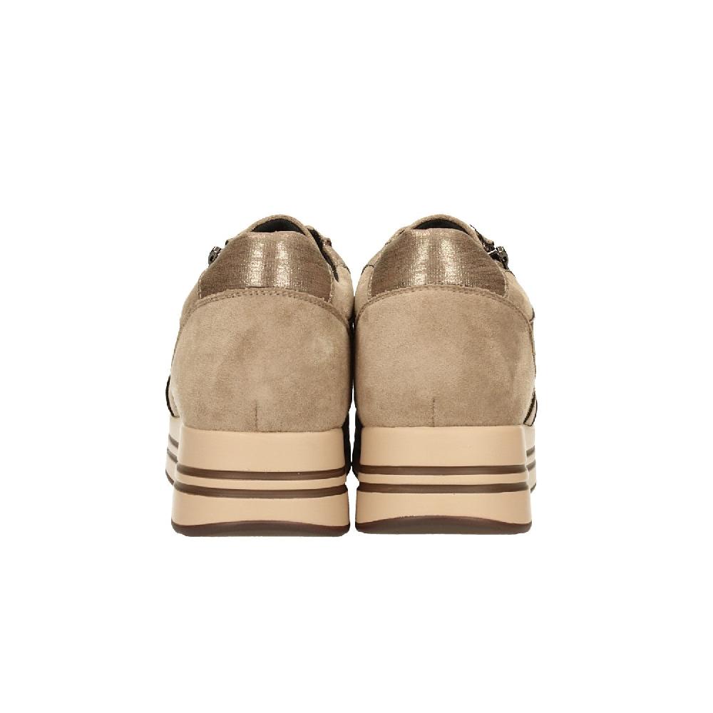 Tata Italia Sneakers Khaki In Microfibra Con Suola Alta 4cm