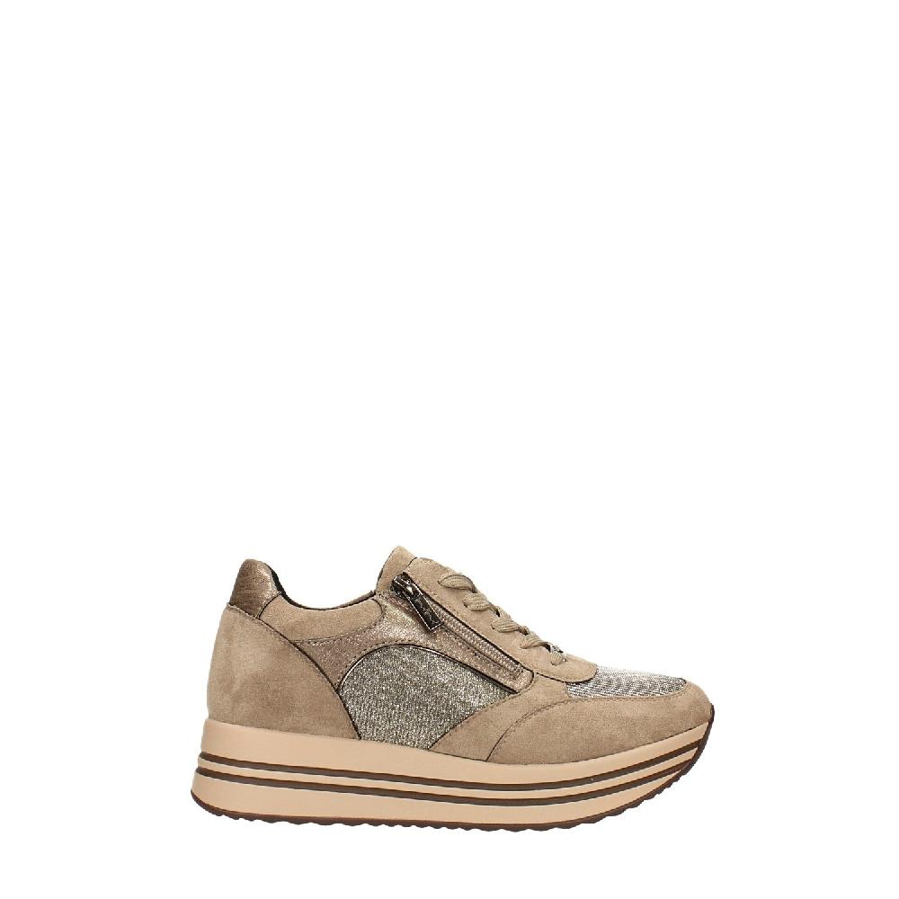 Tata Italia Sneakers khaki in microfibra con suola alta 4cm