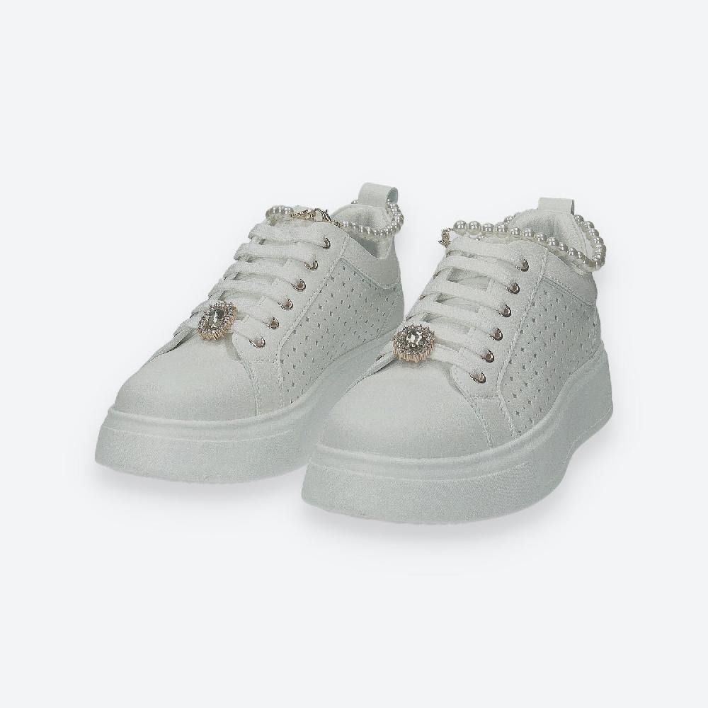 Tata Italia Sneakers Platform Con Catena Di Perle.Tacco Alto 4 Cm