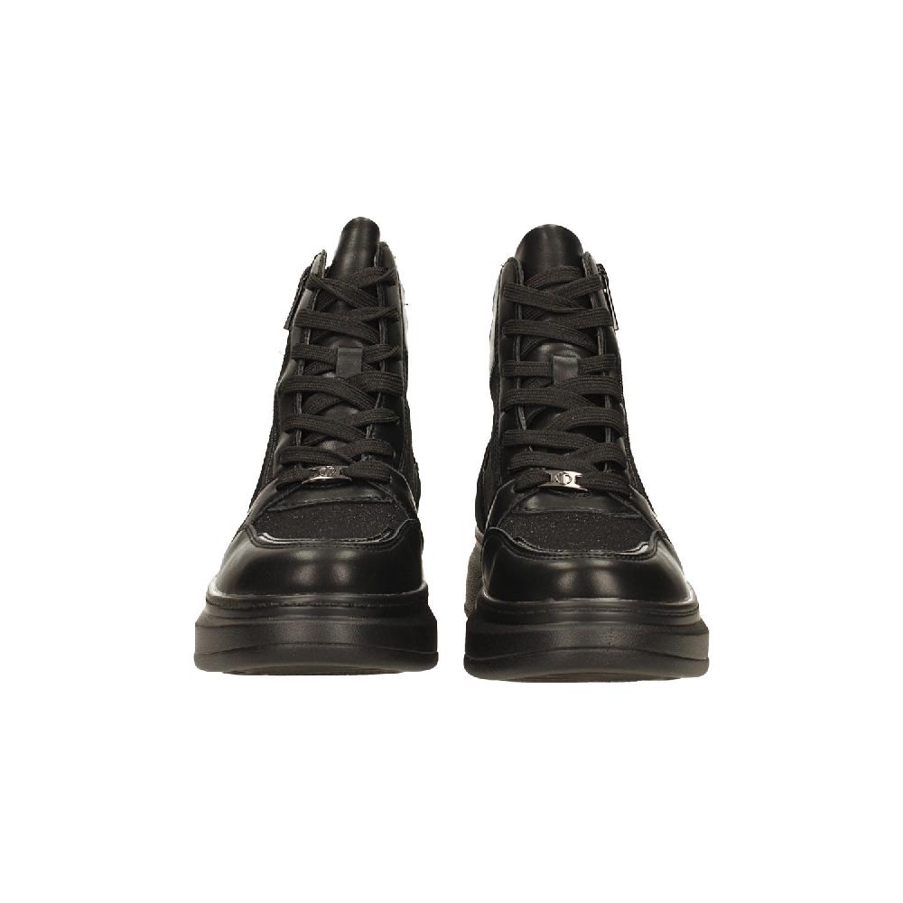 Tata Italia Sneakers Total Black Alte Con Tessuto Glitterato