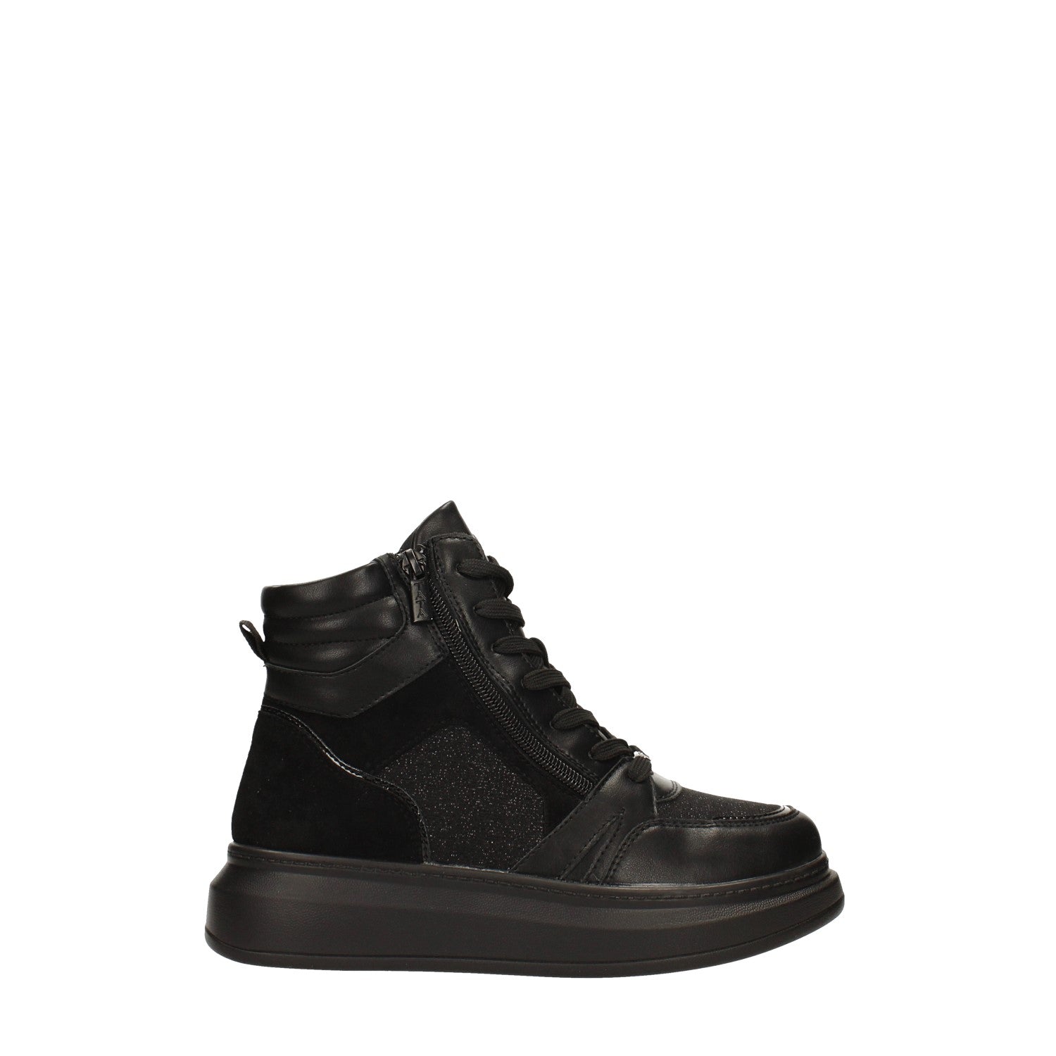 Tata Italia Sneakers total black alte con tessuto glitterato