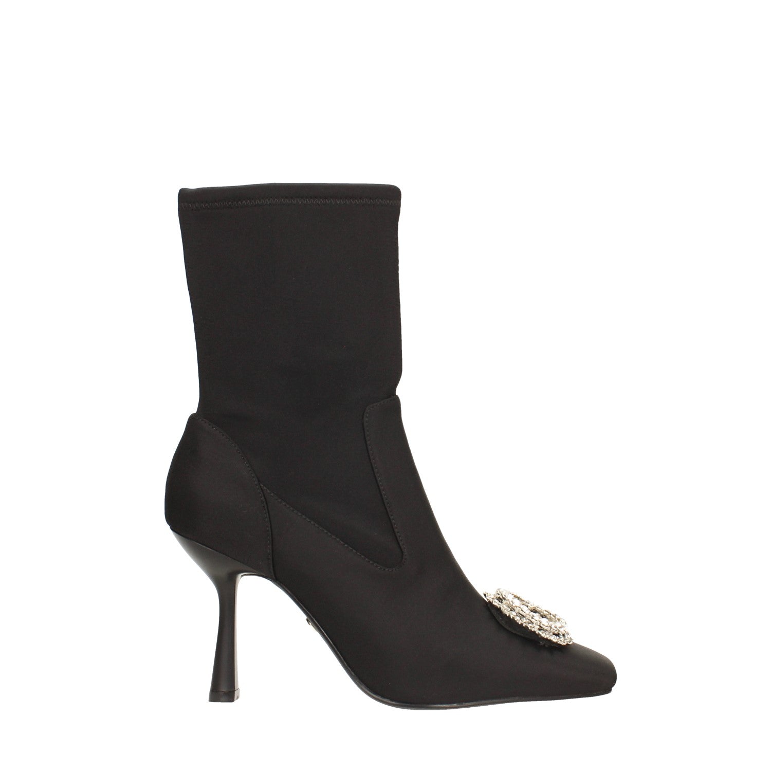 Tata Italia Stivaletti alla caviglia in tessuto con decorazione in pietre luccicanti. Tacco alto 9.5cm