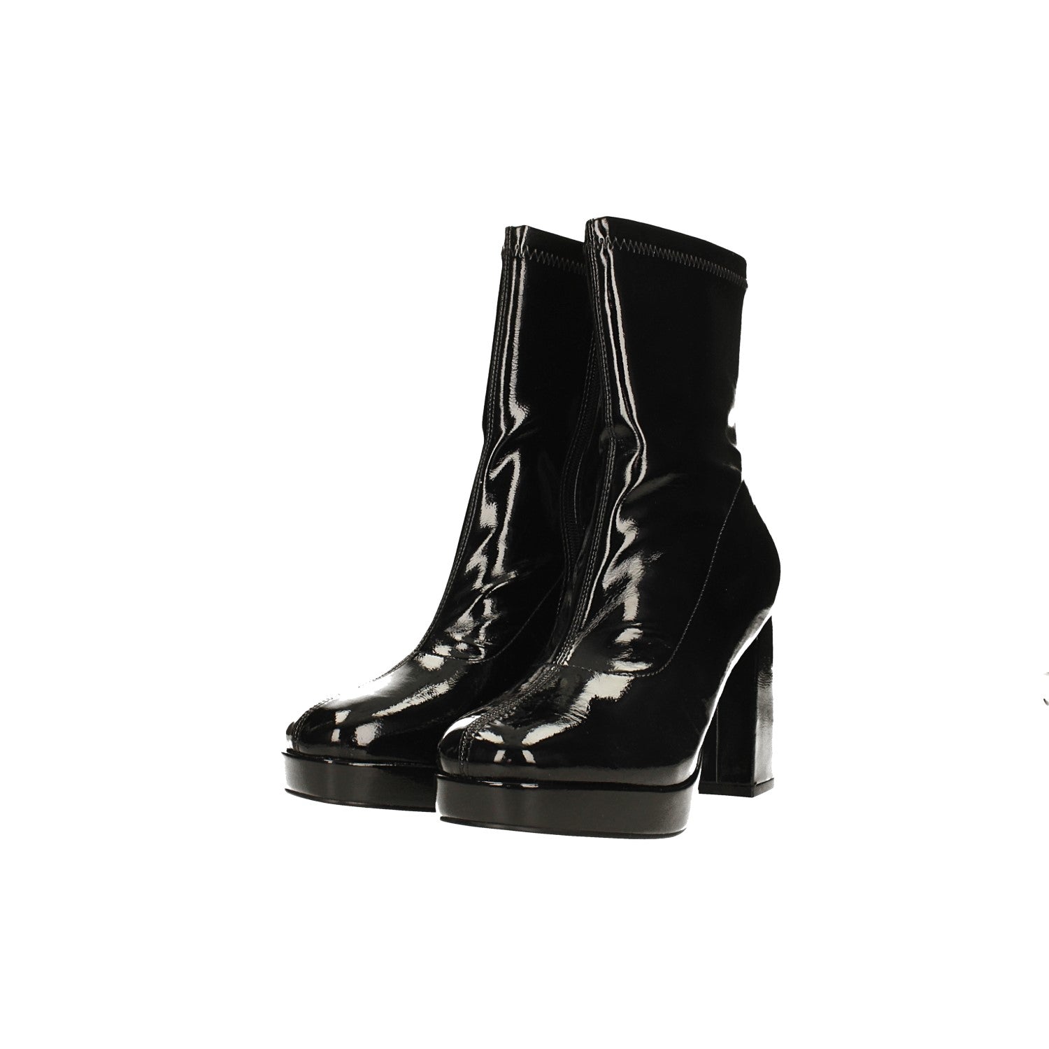 Tata Italia Stivaletti Con Punta Squadrata E Plateau In Vernice. Tacco Alto 10cm