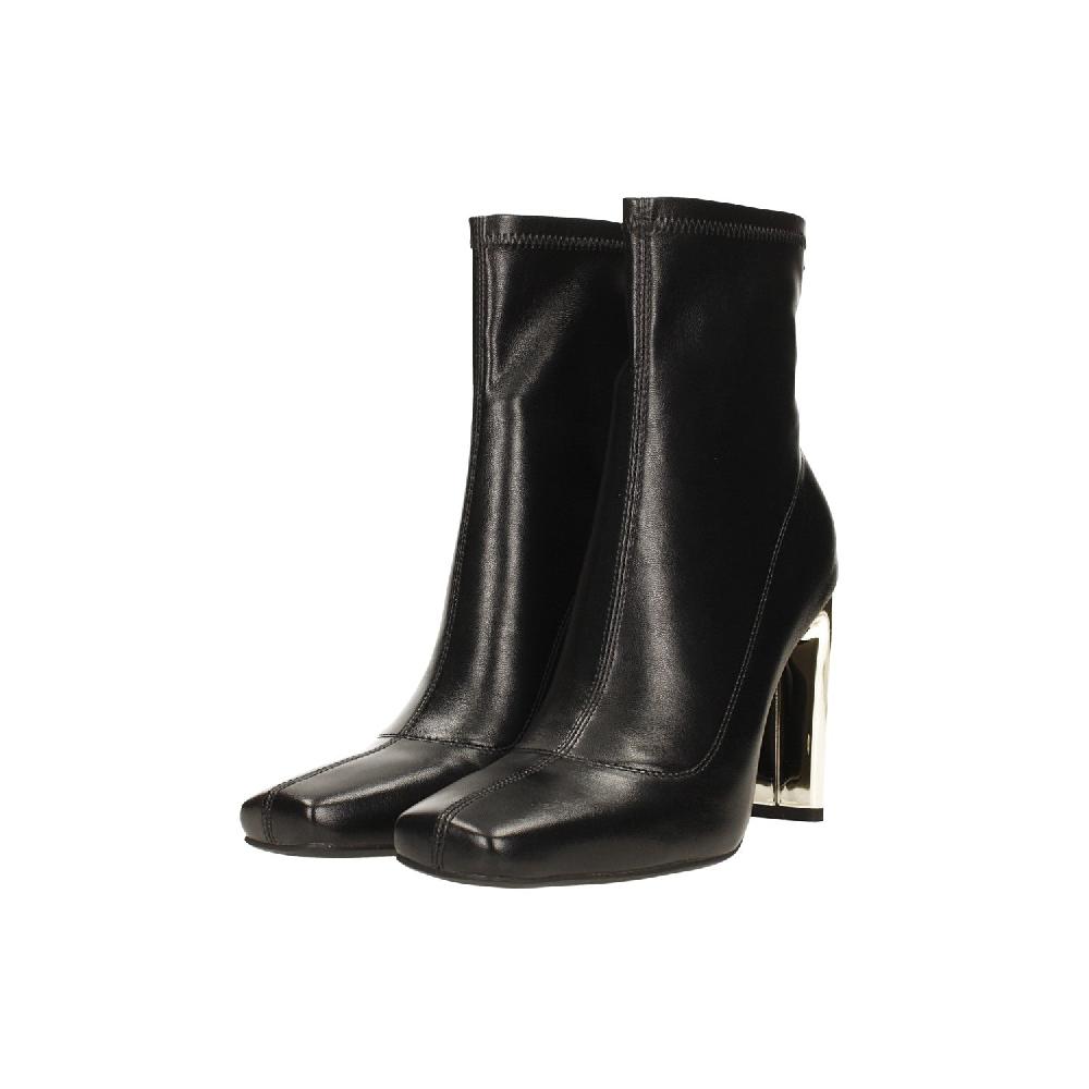 Tata Italia Stivaletti Con Tacco Dorato Lucido Alto 9.5 Cm. Punta Squadrata