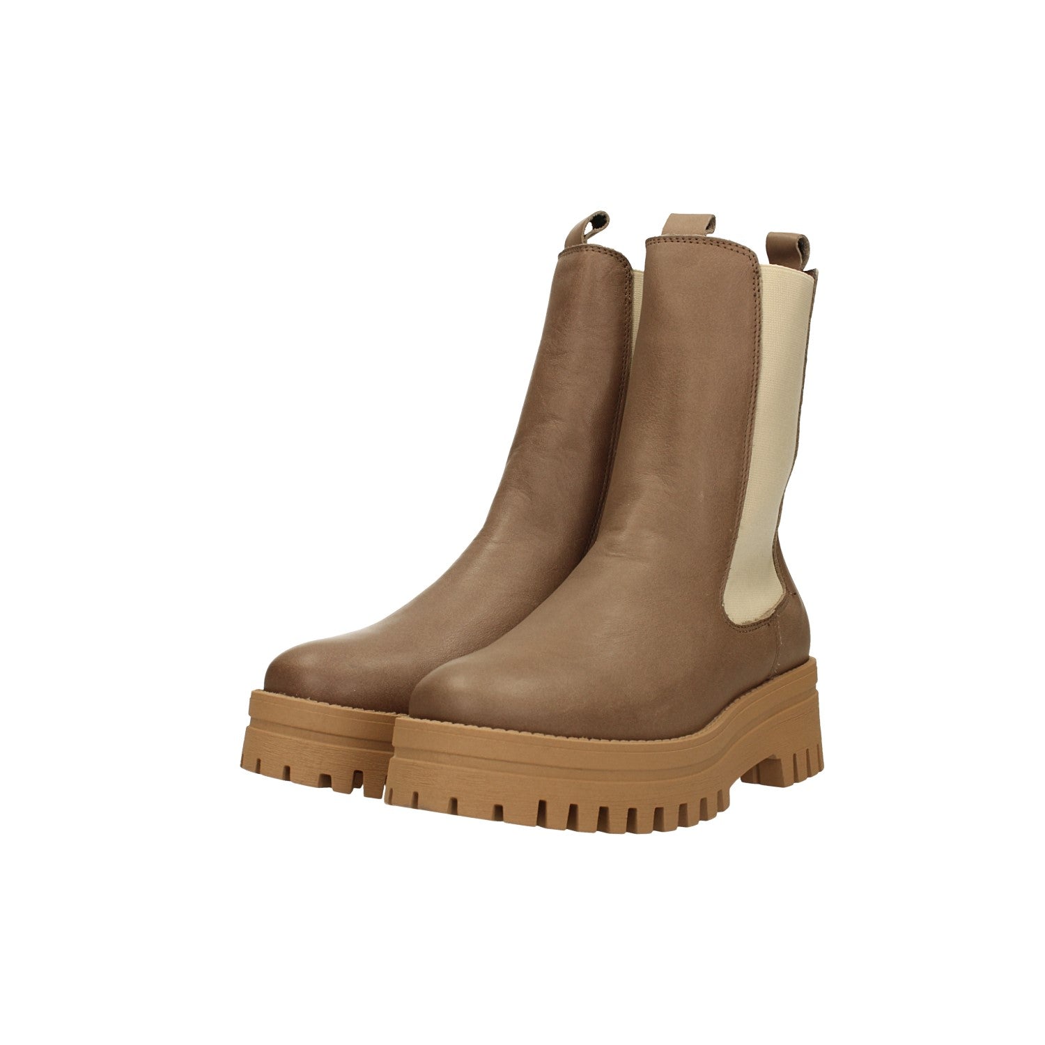 Tata Italia Stivaletti In Vera Pelle Con Dettagli Chiari A Contrasto. Tacco Alto 4.5cm