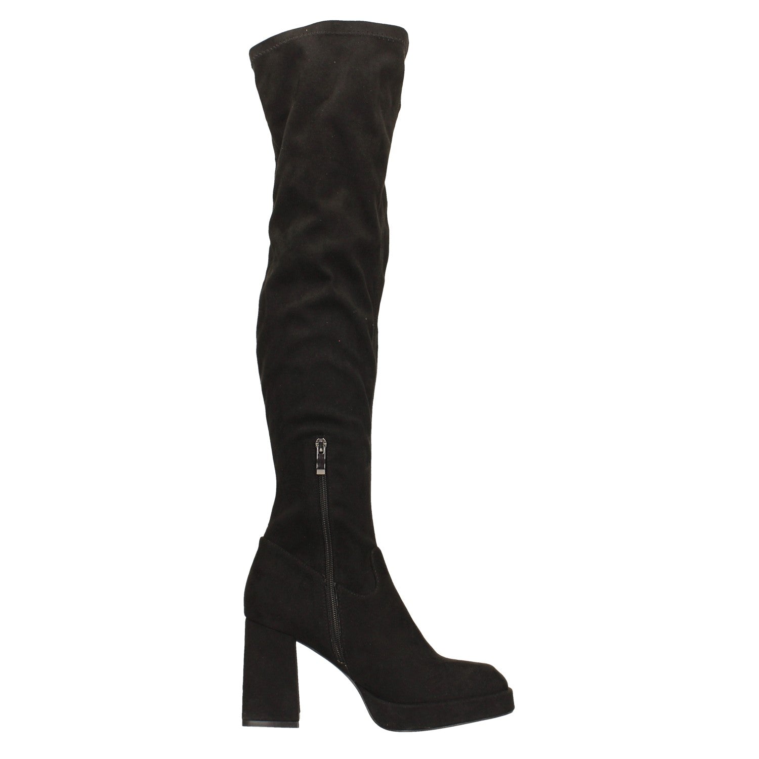 Tata Italia Stivali Al Ginocchio In Microfibra Con Punta Squadrata. Tacco Largo Alto 9cm