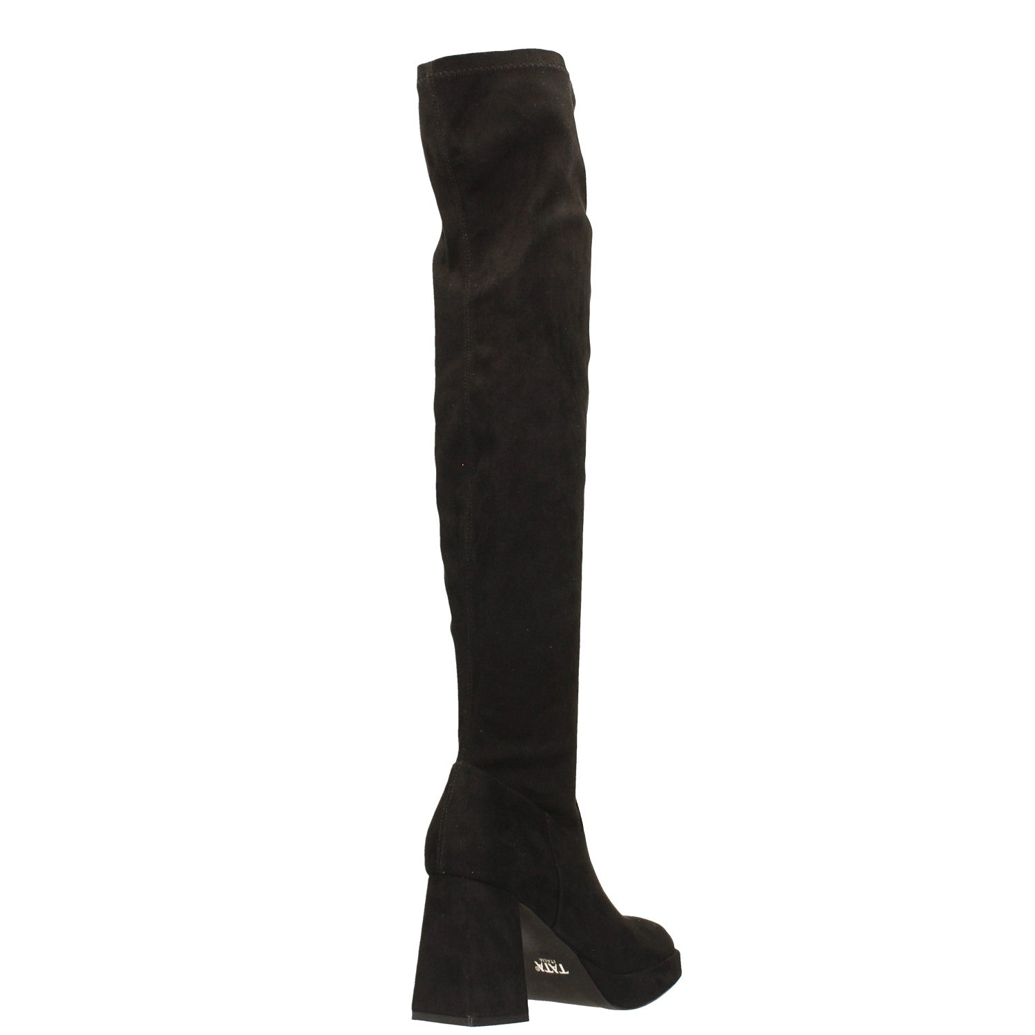 Tata Italia Stivali Al Ginocchio In Microfibra Con Punta Squadrata. Tacco Largo Alto 9cm