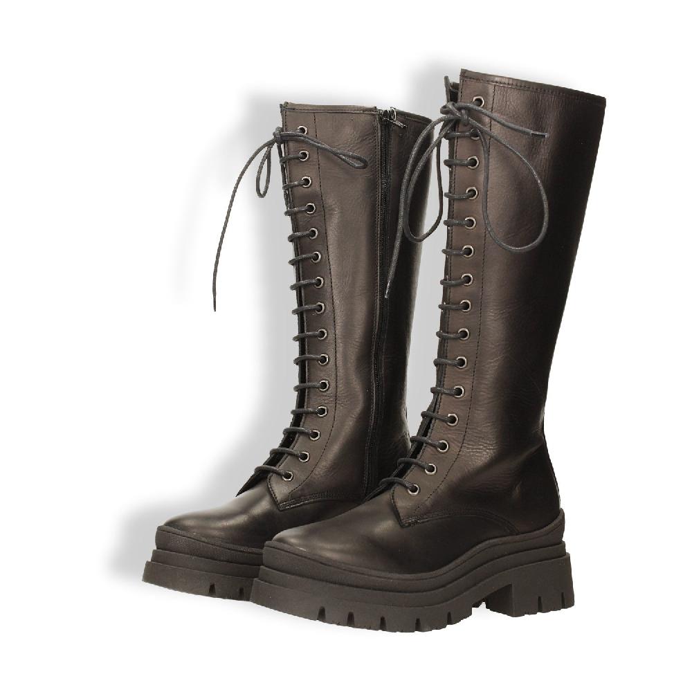 Tata Italia Stivali Alti Stringati In Vera Pelle