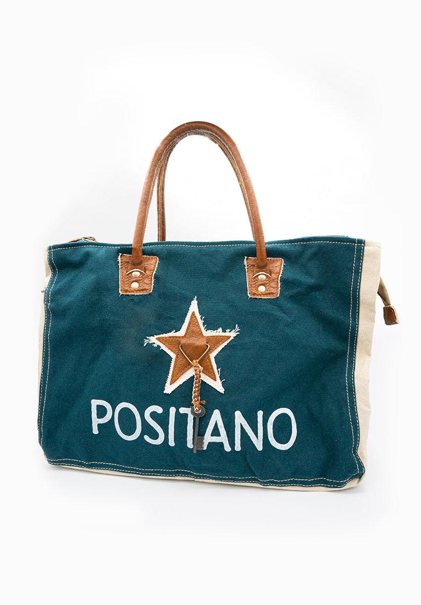 Temptation Positano Borsa Positano in cotone e pelle