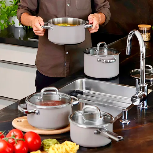 Tescoma BATTERIA DI PENTOLE TAUPE