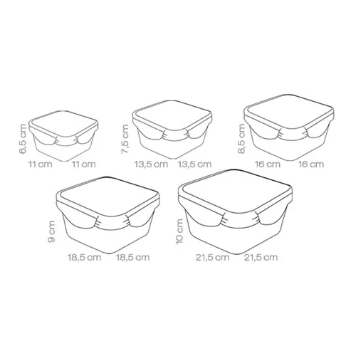 Tescoma SET 5 CONTENITORI QUADRATI