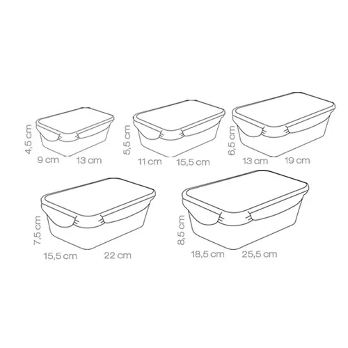 Tescoma SET 5 CONTENITORI RETTANGOLARI