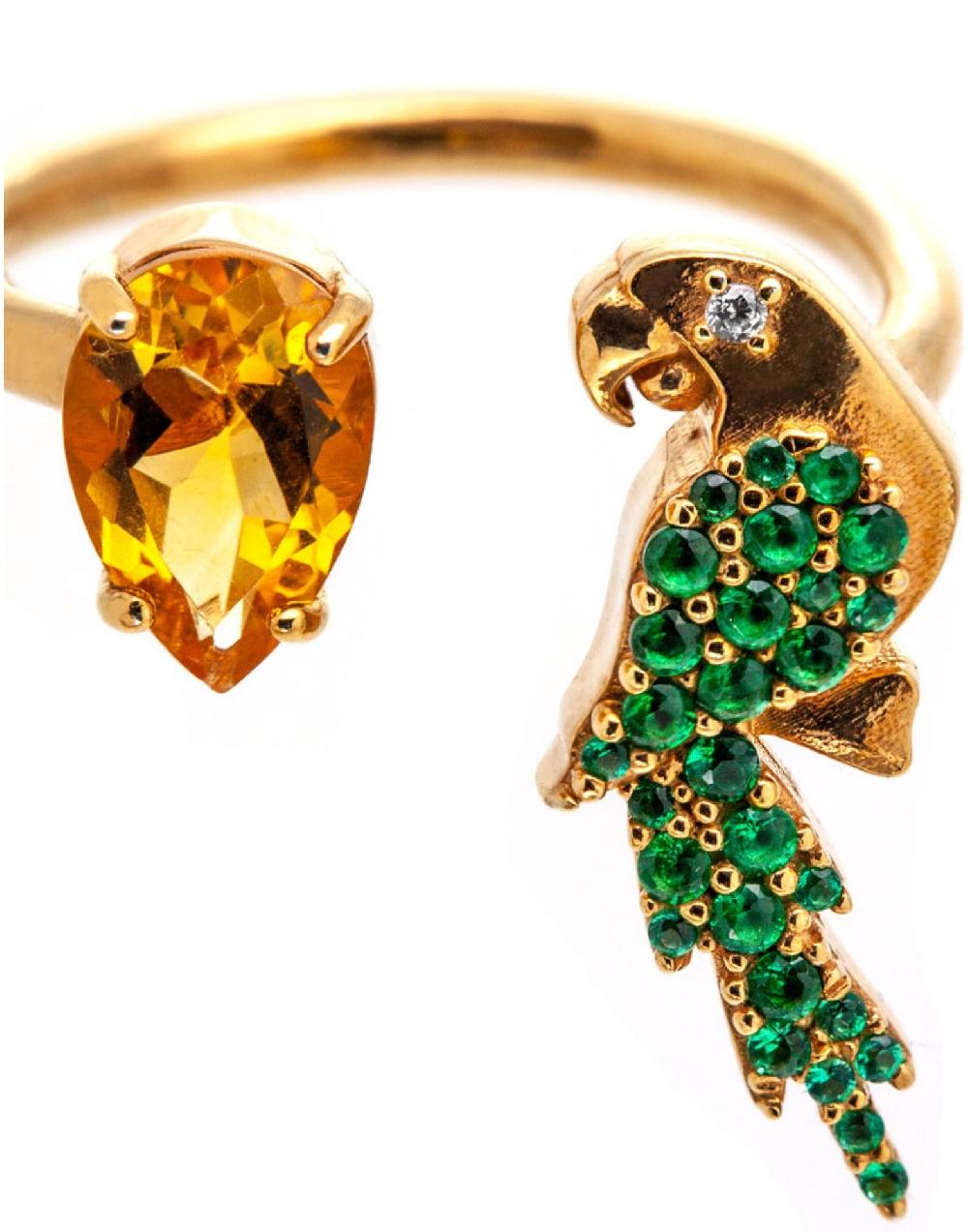 Thais Bernardes Anello Contrarie Pappagallo Pietra Citrino