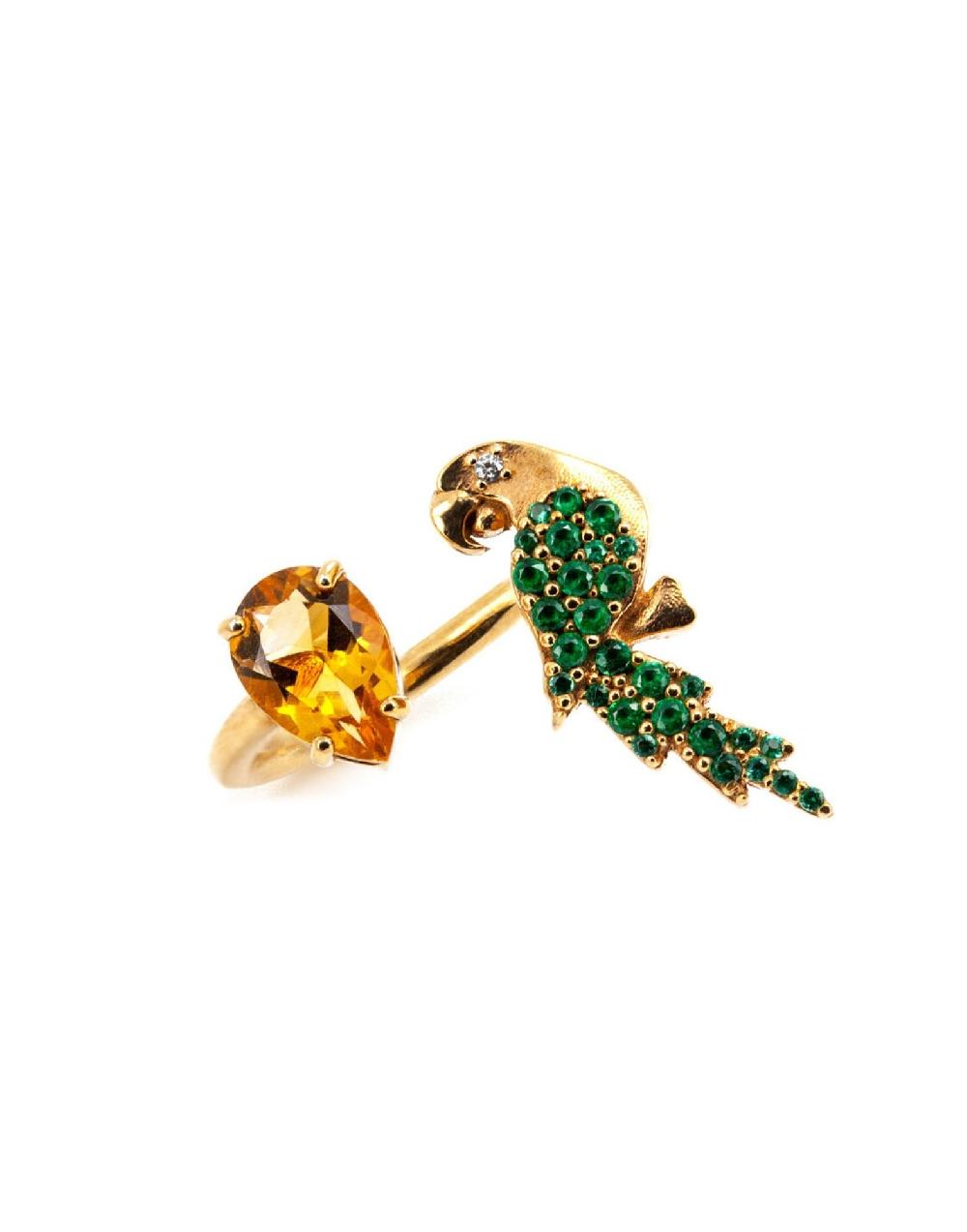 Thais Bernardes Anello Contrarie Pappagallo Pietra Citrino