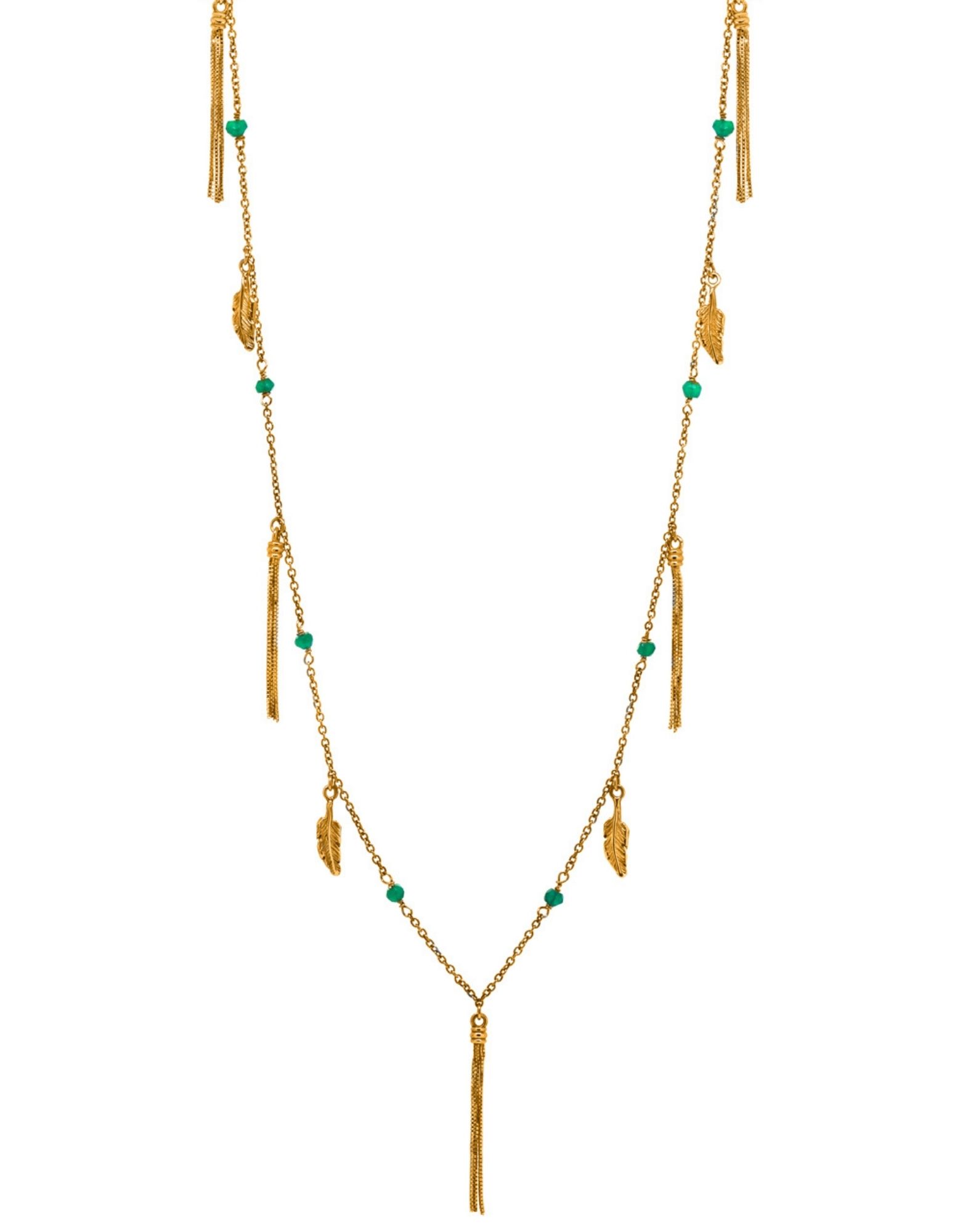 Thais Bernardes Collana Lunga Con Piume E Frange Veneziane