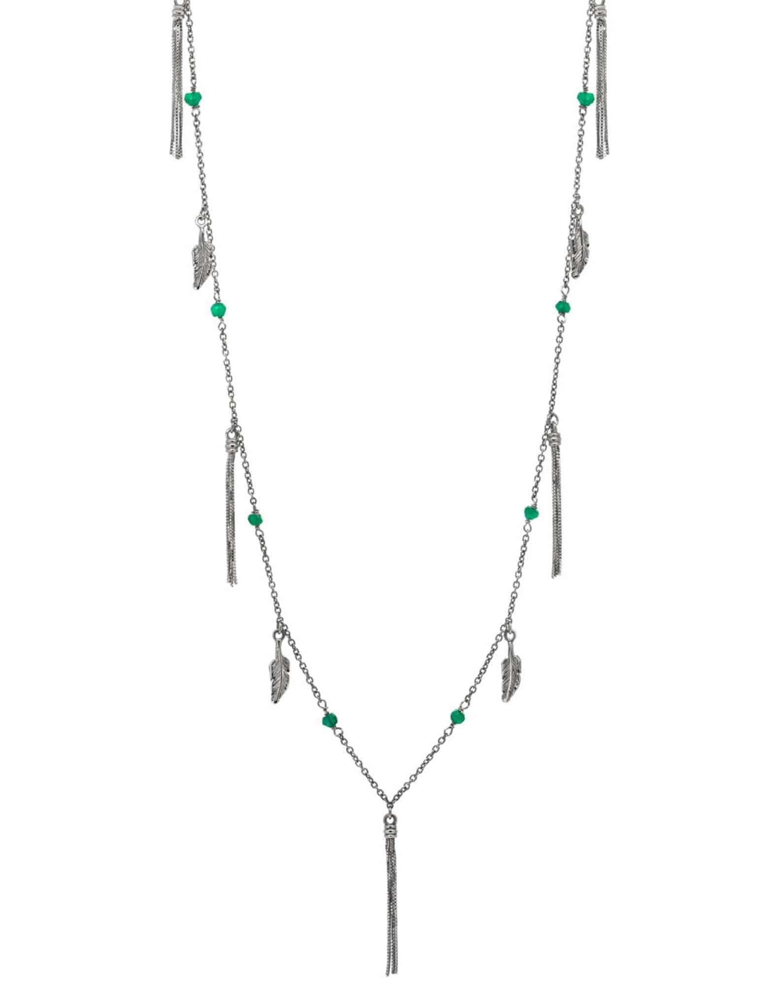 Thais Bernardes Collana Lunga Con Piume E Frange Veneziane