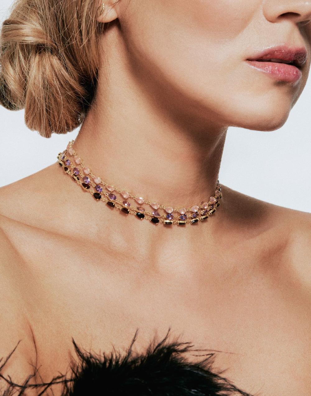 Thais Bernardes Collana Tennis Colors Topazio Azzurro