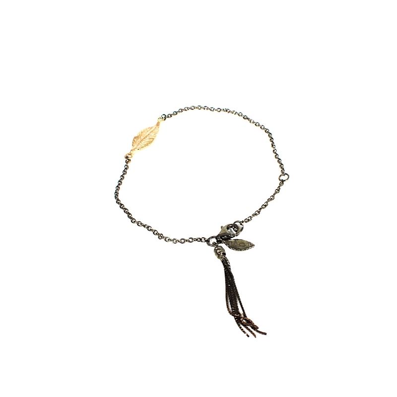Thais Bernardes Bracciale con Piuma in Oro