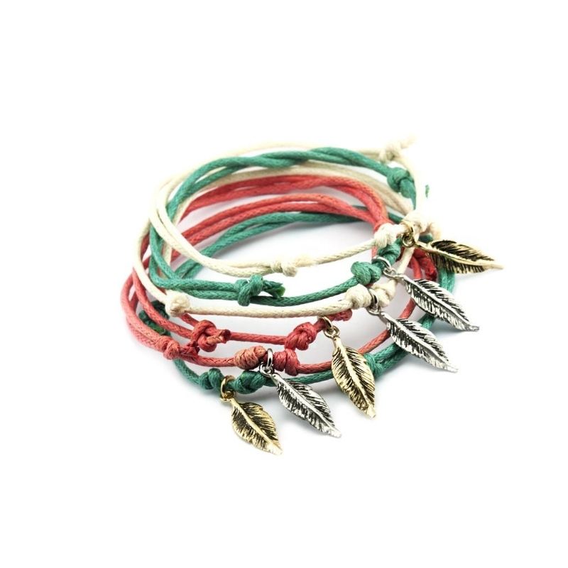 Thais Bernardes Bracciale in Cotone con Piuma