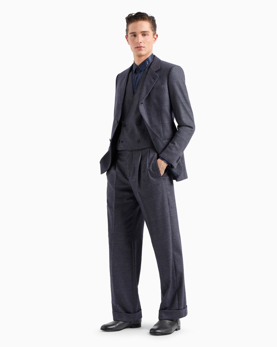 The World Of Armani ABITO LINEA ROYAL MONOPETTO IN LANA VERGINE E CASHMERE EFFETTO DENIM