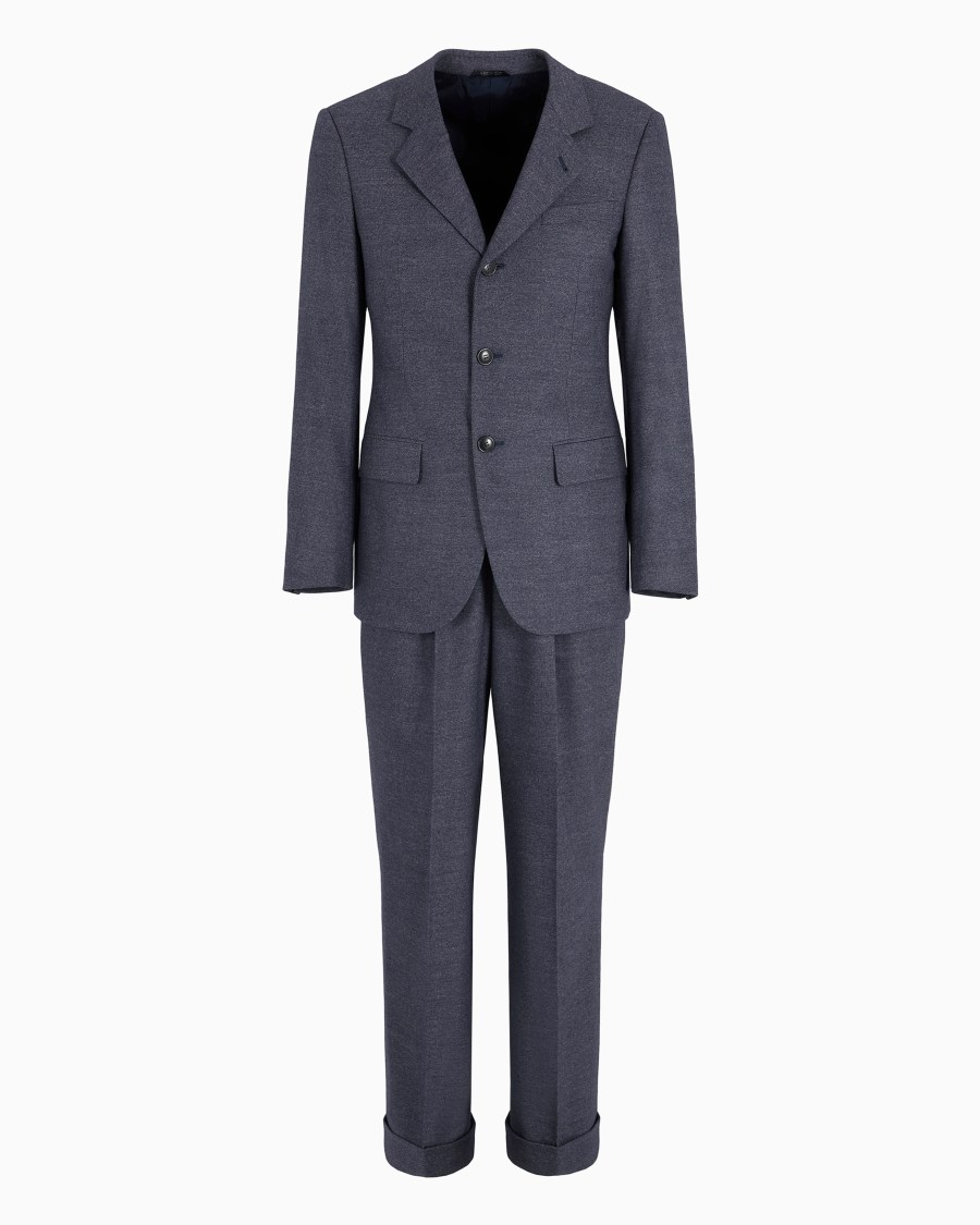 The world of armani ABITO LINEA ROYAL MONOPETTO IN LANA VERGINE E CASHMERE EFFETTO DENIM