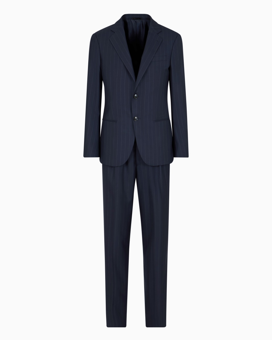 The world of armani ABITO LINEA SOHO MONOPETTO IN LANA VERGINE GESSATO