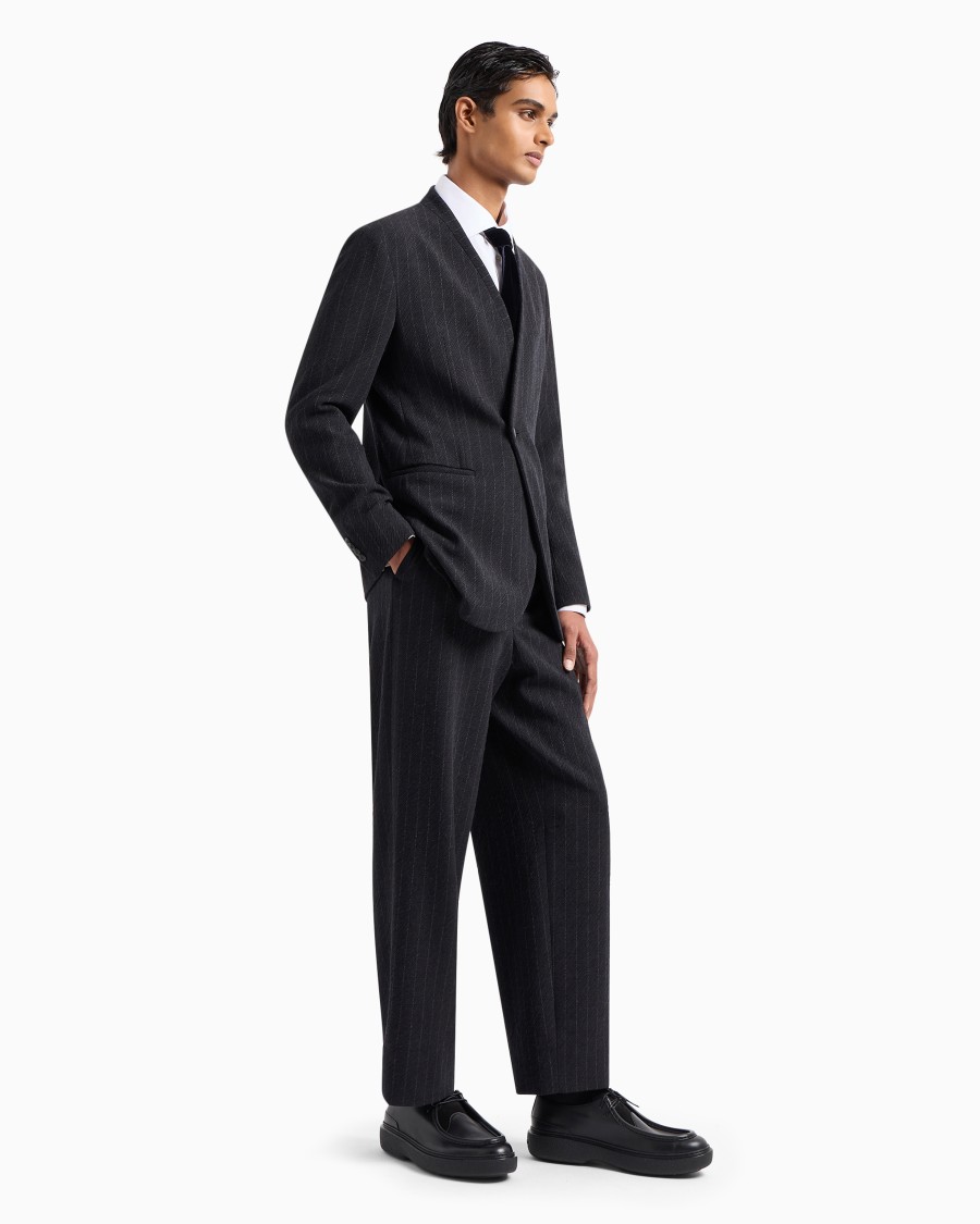 The World Of Armani ABITO LINEA UPTON MONOPETTO IN LANA VERGINE JACQUARD GESSATO