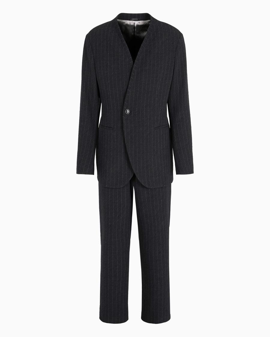 The World Of Armani ABITO LINEA UPTON MONOPETTO IN LANA VERGINE JACQUARD GESSATO