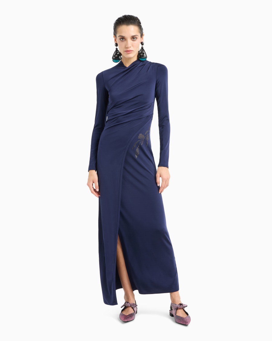 The World Of Armani ABITO LUNGO IN JERSEY DI VISCOSA STRETCH CON STRASS ASV