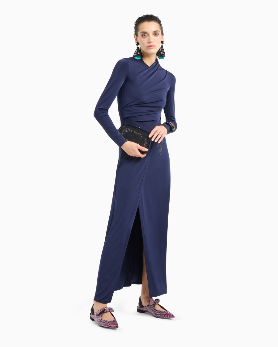 The World Of Armani ABITO LUNGO IN JERSEY DI VISCOSA STRETCH CON STRASS ASV