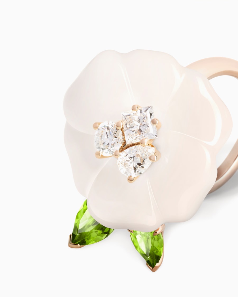 The World Of Armani ANELLO BLANCHE IN ORO 18 KT DIAMANTI AGATA BIANCA E PERIDOTO