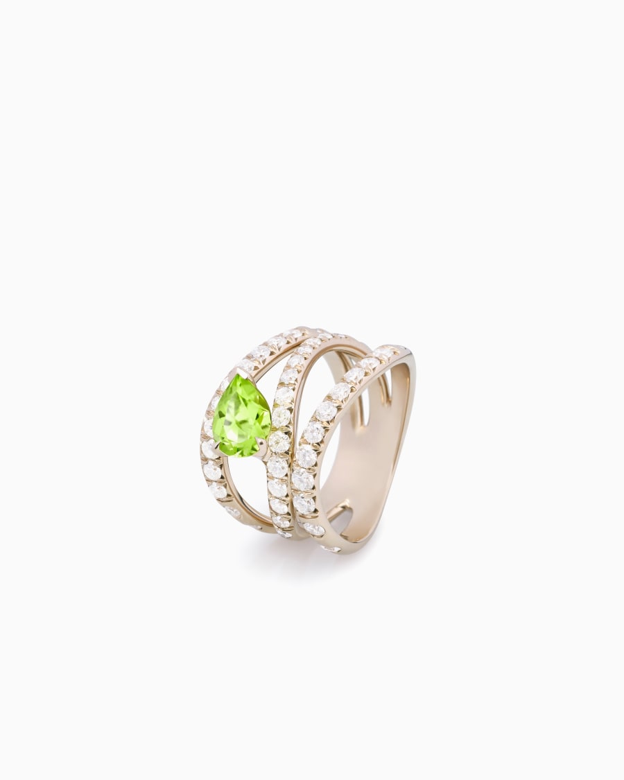 The world of armani ANELLO BLANCHE IN ORO 18 KT DIAMANTI E PERIDOTO