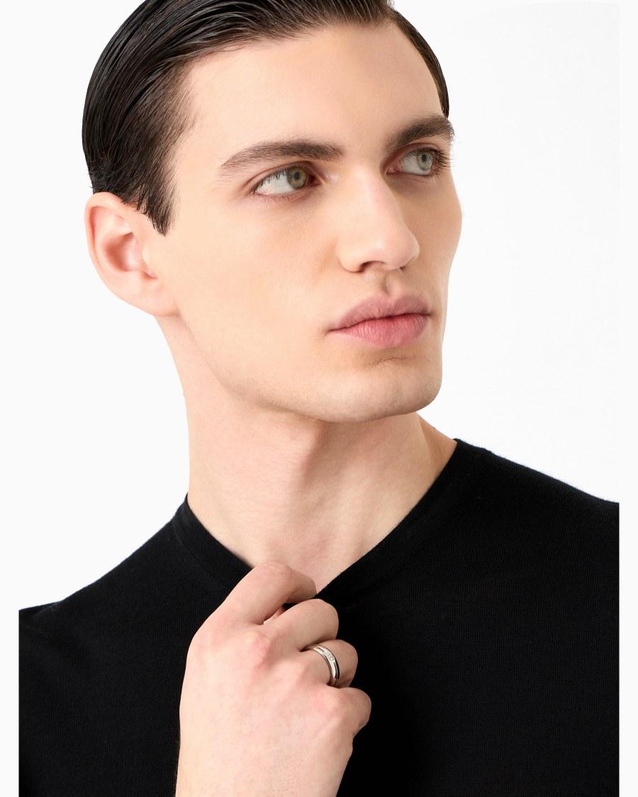 The World Of Armani ANELLO IN ARGENTO 925 CON LOGO IMPRESSO