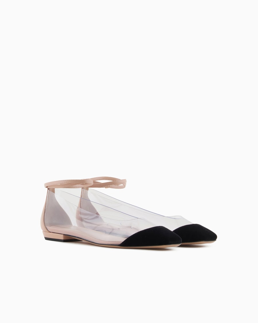 The World Of Armani BALLERINE CON CINTURINO IN NAPPA PVC E VELLUTO