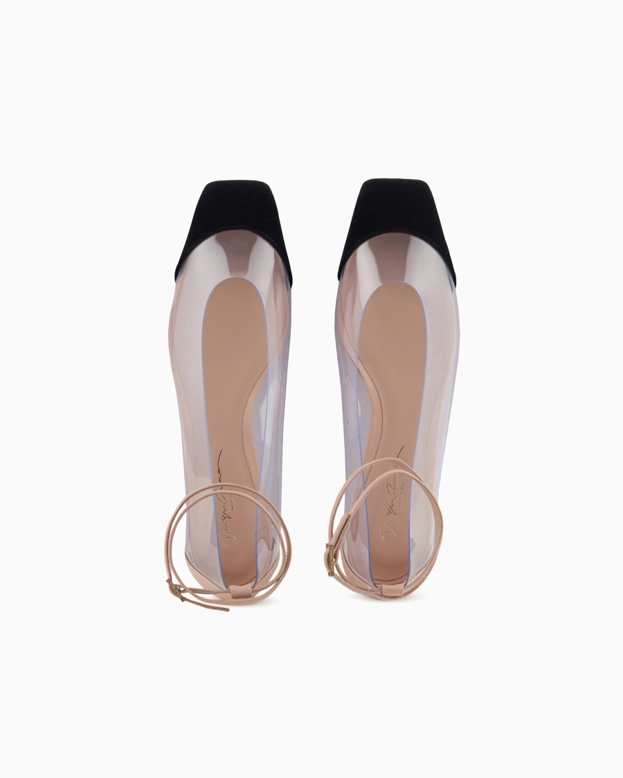 The World Of Armani BALLERINE CON CINTURINO IN NAPPA PVC E VELLUTO