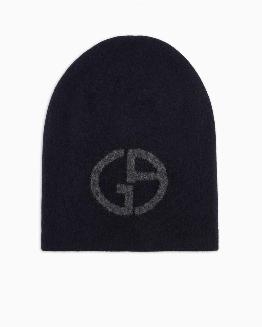 The world of armani BEANIE IN CASHMERE CON LOGO JACQUARD