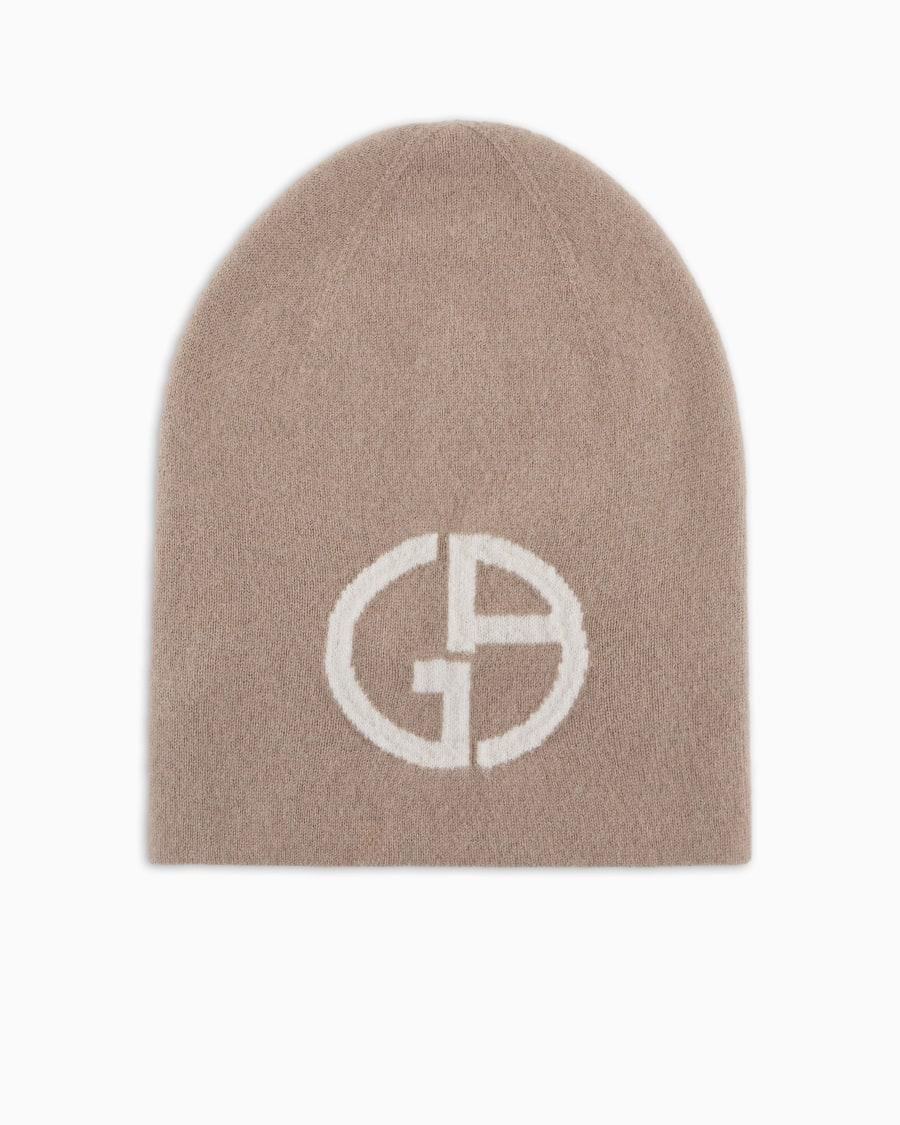 The world of armani BEANIE IN CASHMERE CON LOGO JACQUARD