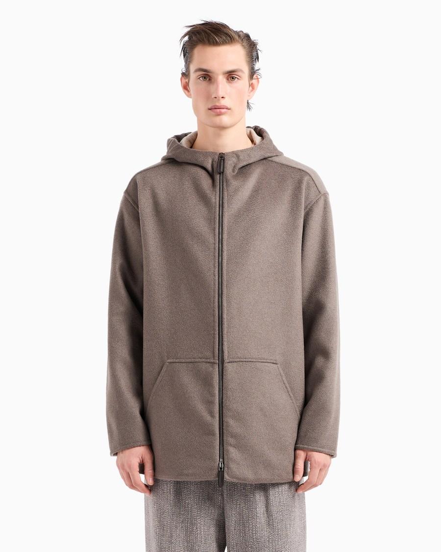 The World Of Armani BLOUSON CON CAPPUCCIO IN CASHMERE DOUBLE