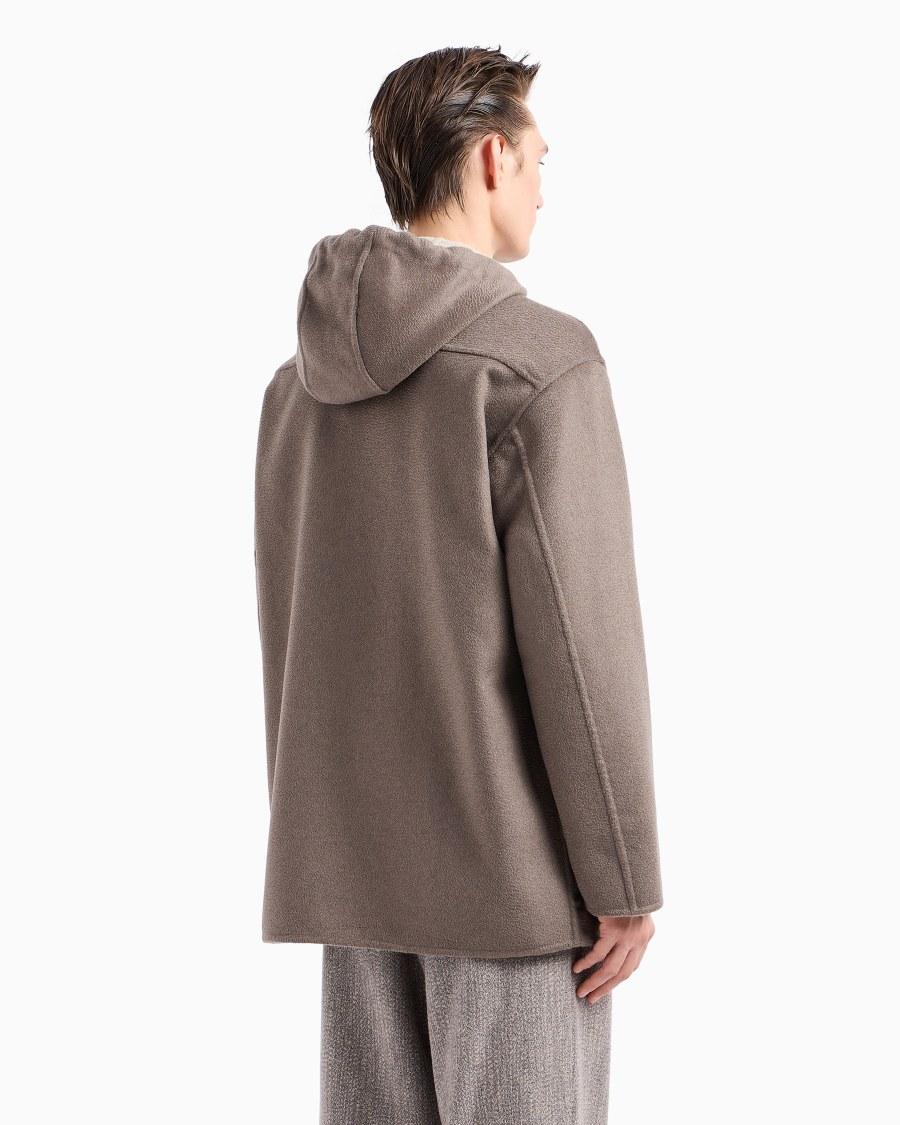 The World Of Armani BLOUSON CON CAPPUCCIO IN CASHMERE DOUBLE