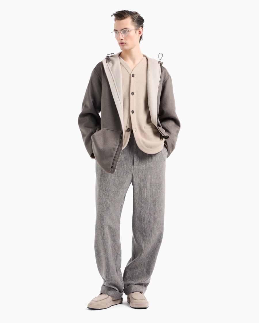 The World Of Armani BLOUSON CON CAPPUCCIO IN CASHMERE DOUBLE