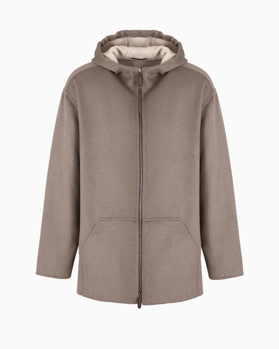 The world of armani BLOUSON CON CAPPUCCIO IN CASHMERE DOUBLE