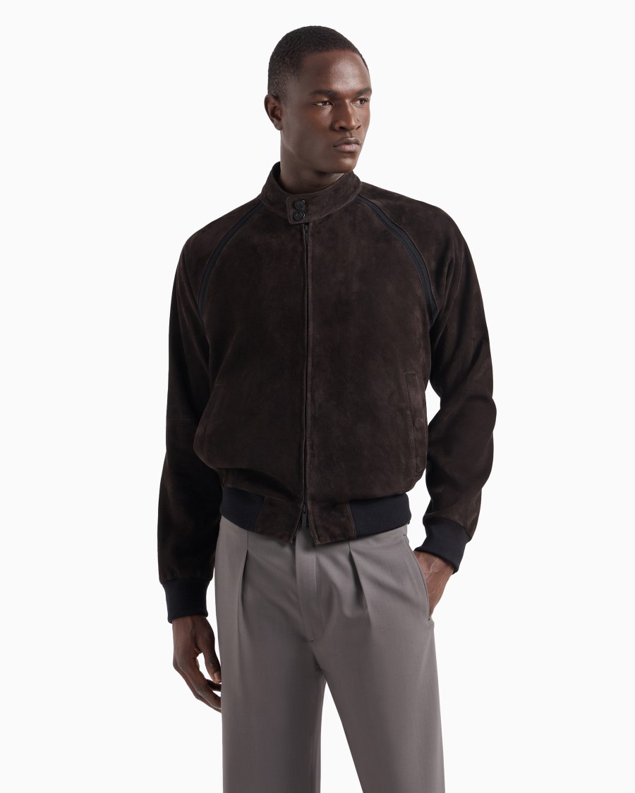 The World Of Armani BLOUSON CON ZIP IN SUEDE DI AGNELLO